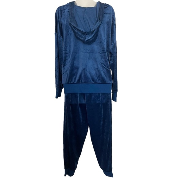Felina Size XL  Hoodie Jogger Blue 2-Piece Velour Set Soft Relaxed Fit - Picture 3 of 9